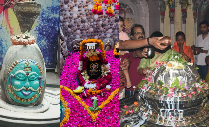 सावन के पहले सोमवार को लखनऊ में मनकामेश्वर मंदिर में भक्तों की लंबी लाइन